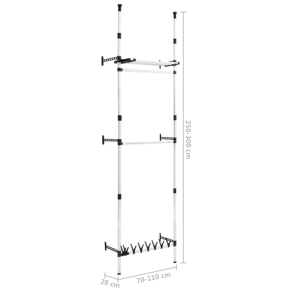 vidaXL Telescopic Wardrobe System with Rods and Shelf Aluminium