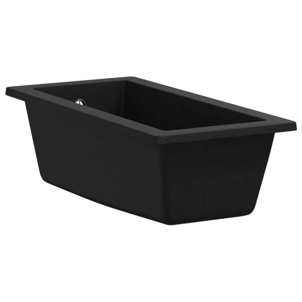 vidaXL Kitchen Sink with Overflow Hole Black Granite