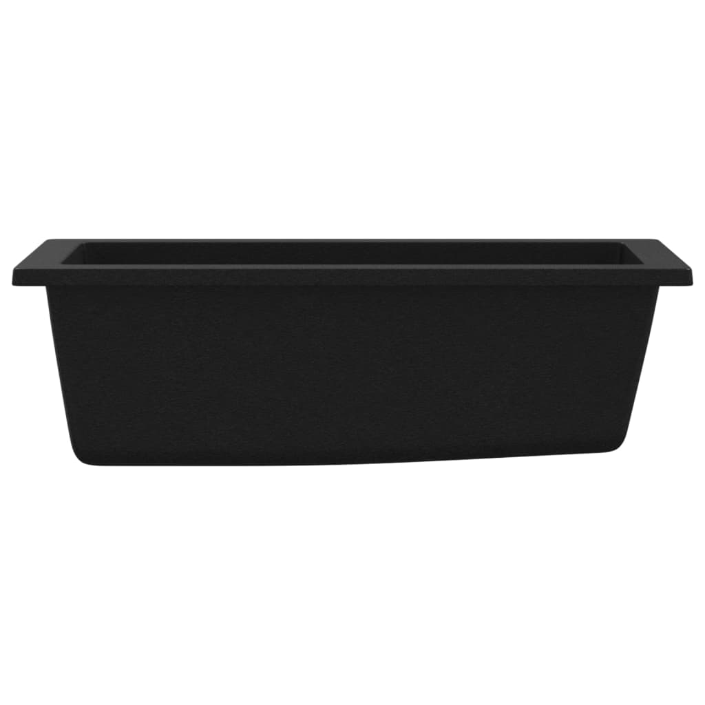 vidaXL Kitchen Sink with Overflow Hole Black Granite