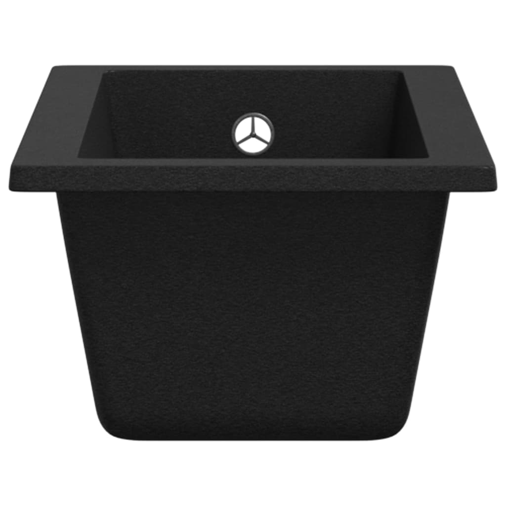 vidaXL Kitchen Sink with Overflow Hole Black Granite