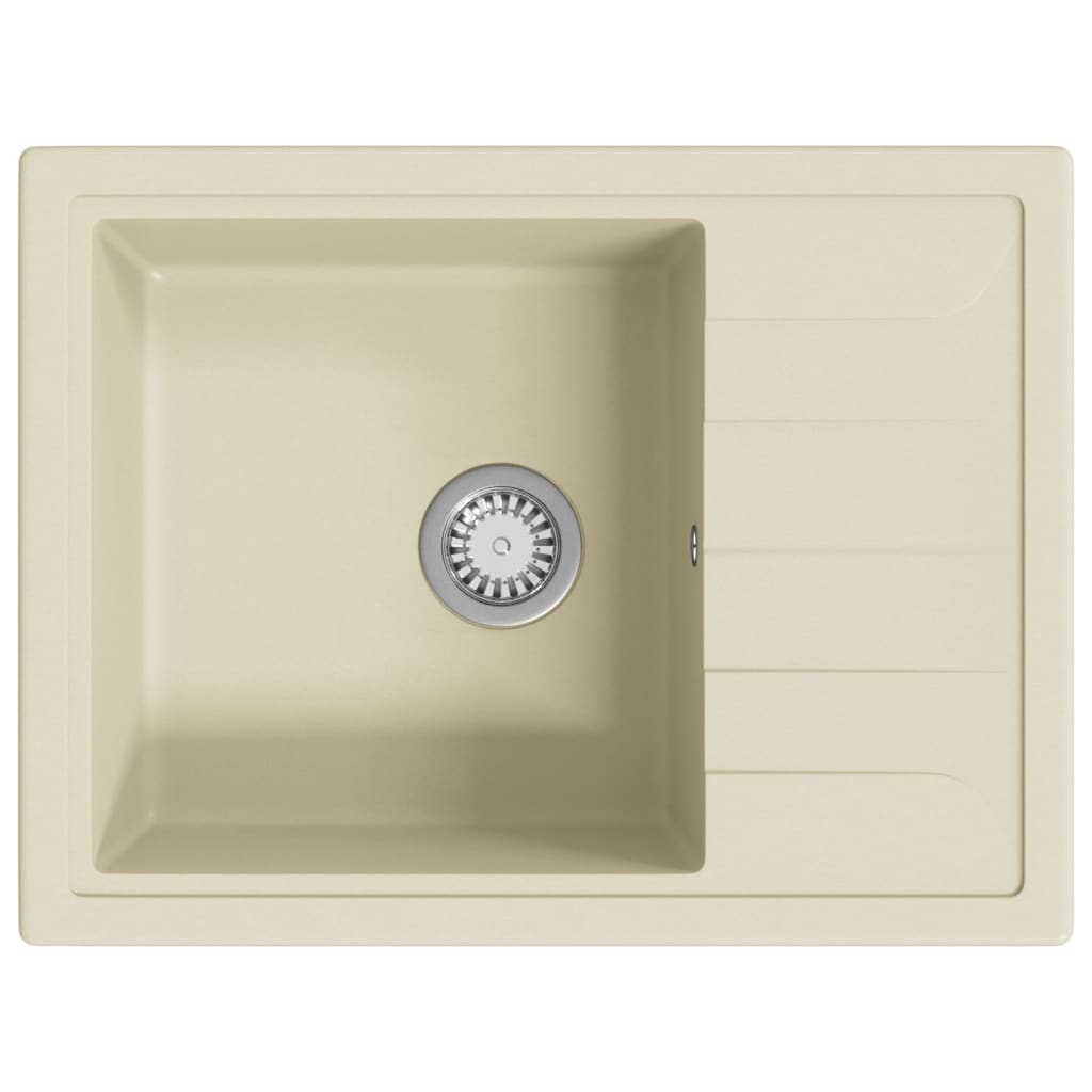 vidaXL Kitchen Sink with Overflow Hole Oval Beige Granite