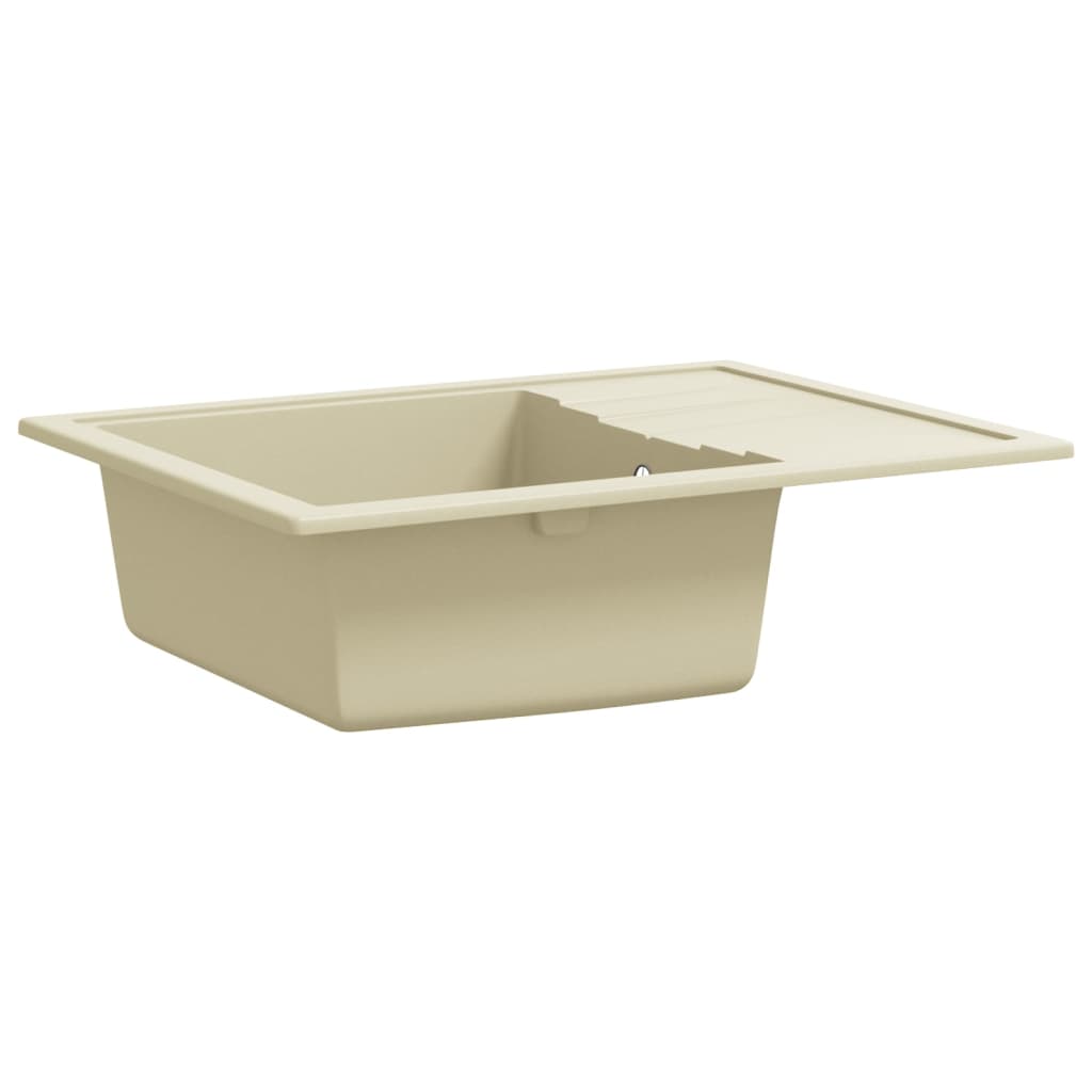 vidaXL Kitchen Sink with Overflow Hole Oval Beige Granite