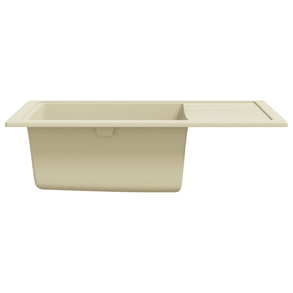 vidaXL Kitchen Sink with Overflow Hole Oval Beige Granite