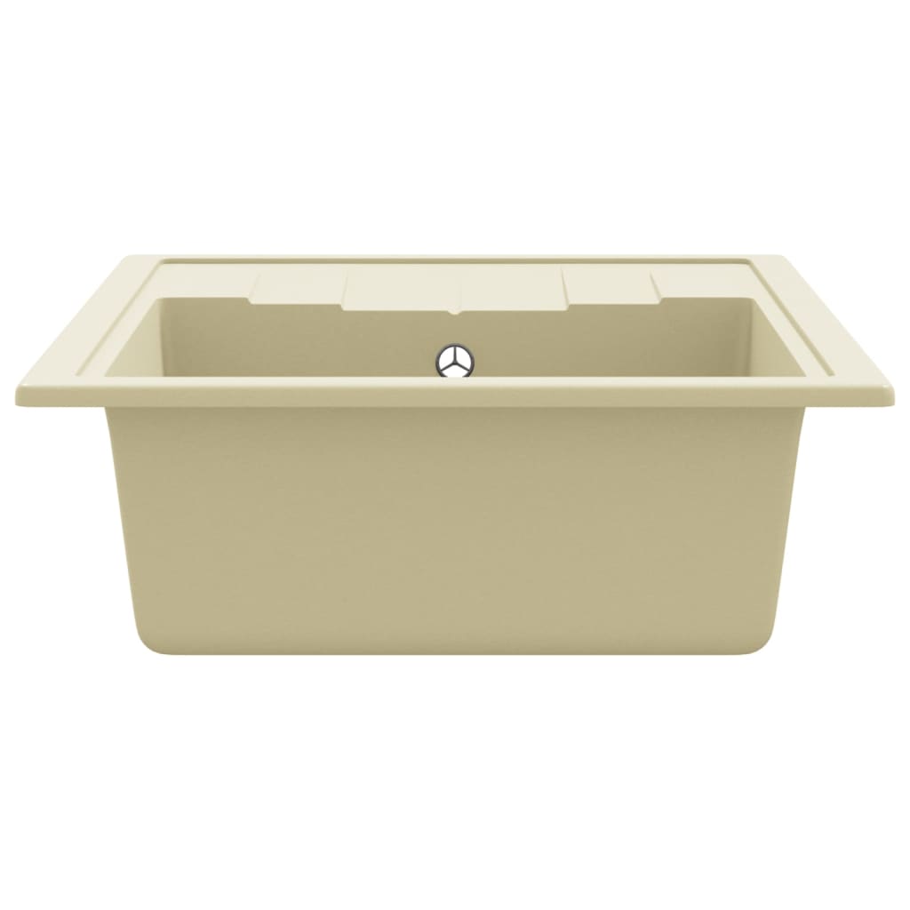 vidaXL Kitchen Sink with Overflow Hole Oval Beige Granite