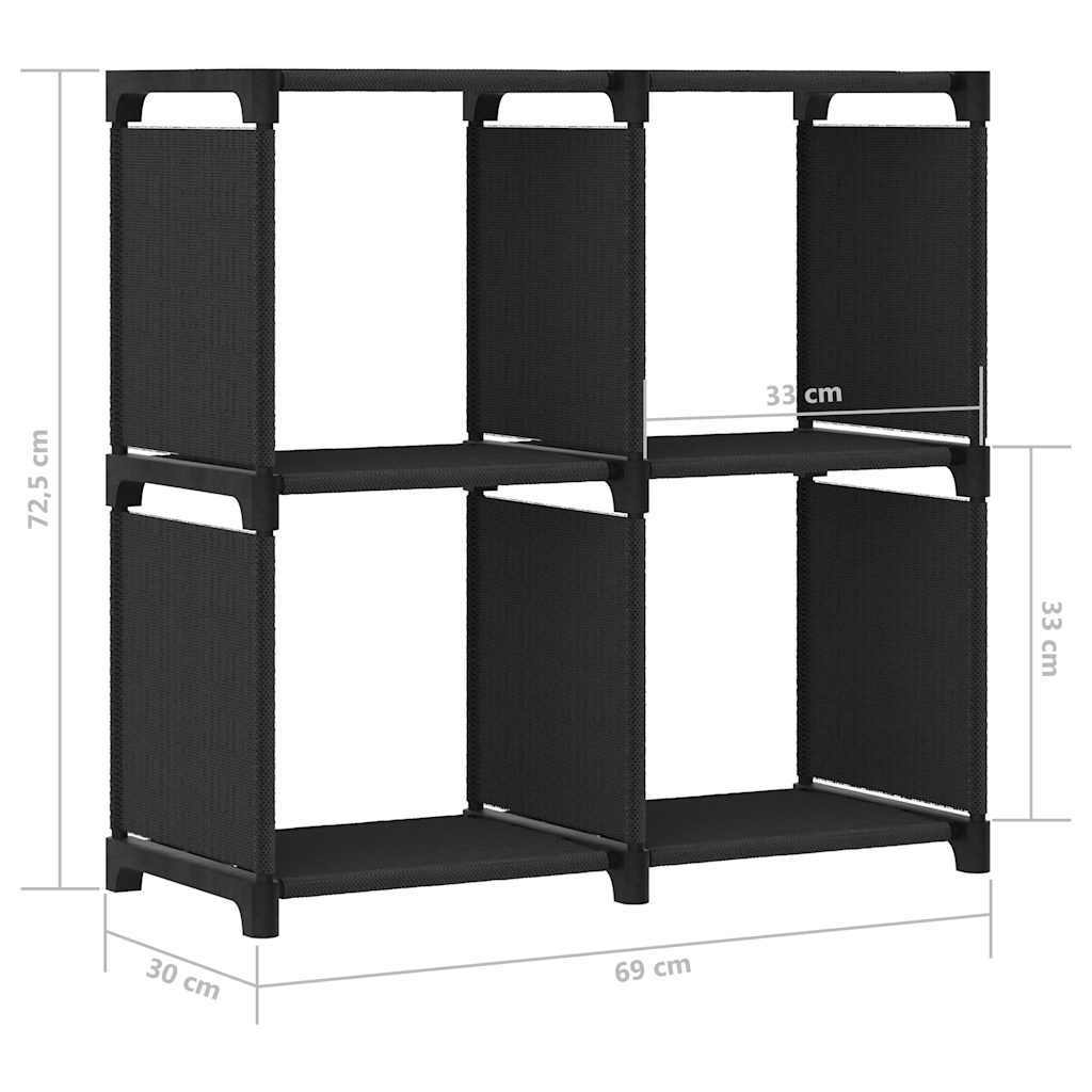 322598 vidaXL 4-Cube Display Shelf Black 69x30x72,5 cm Fabric