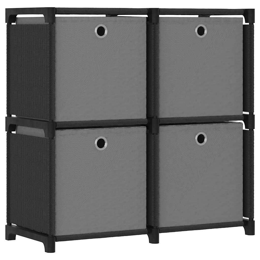 322599 vidaXL 4-Cube Display Shelf with Boxes Black 69x30x72,5 cm Fabric