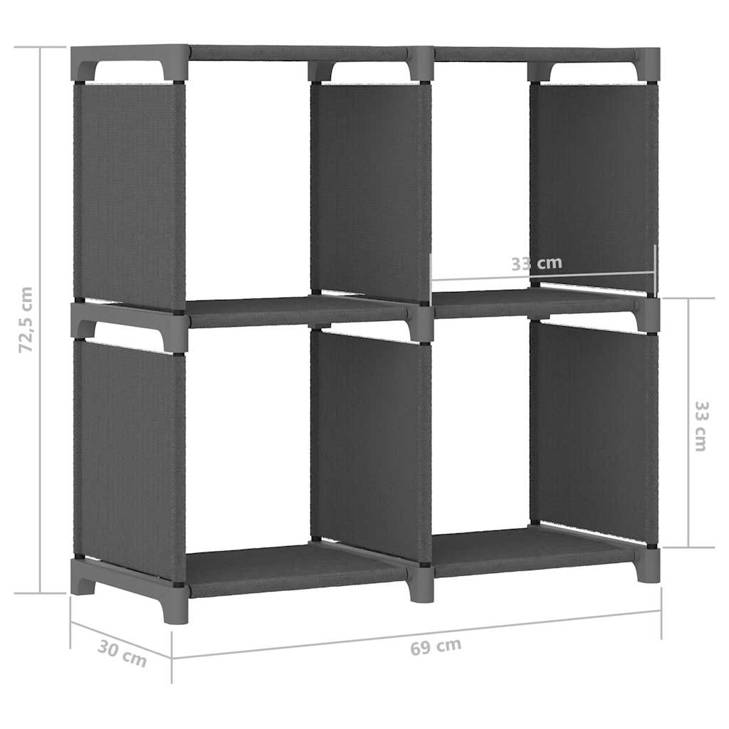 322600 vidaXL 4-Cube Display Shelf Grey 69x30x72,5 cm Fabric