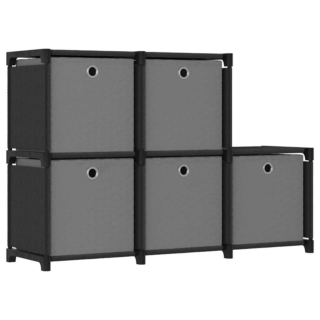 322603 vidaXL 5-Cube Display Shelf with Boxes Black 103x30x72,5 cm Fabric