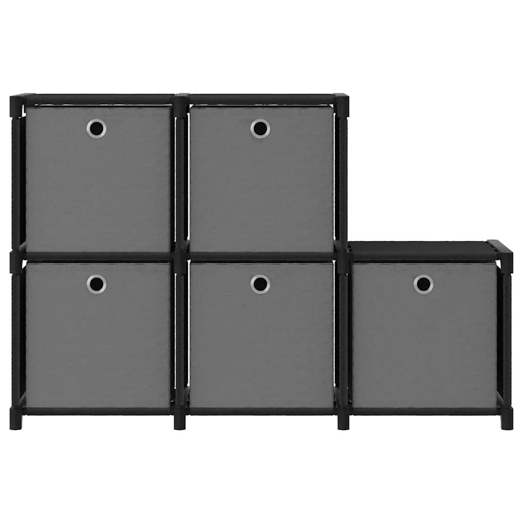 322603 vidaXL 5-Cube Display Shelf with Boxes Black 103x30x72,5 cm Fabric