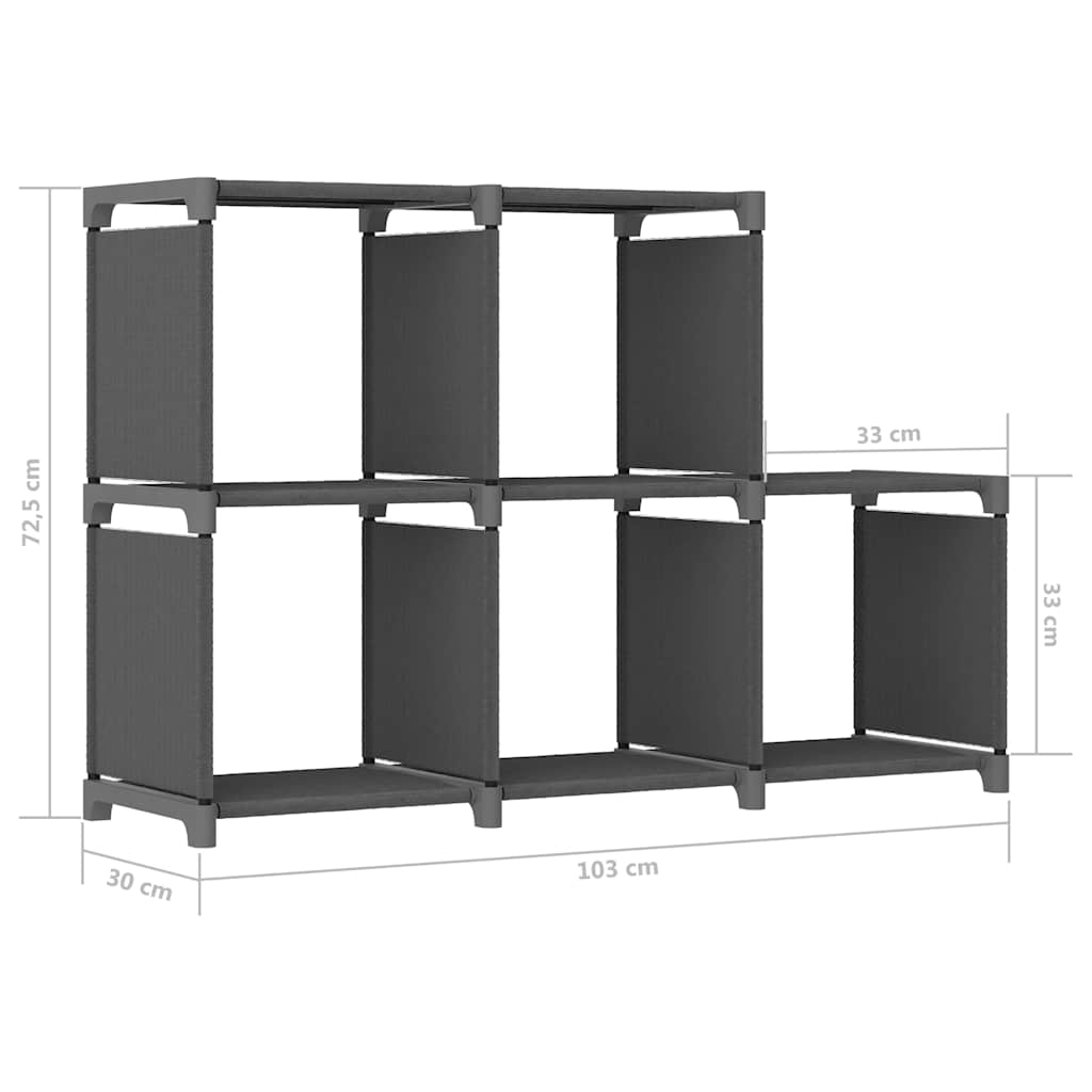 322604 vidaXL 5-Cube Display Shelf Grey 103x30x72,5 cm Fabric