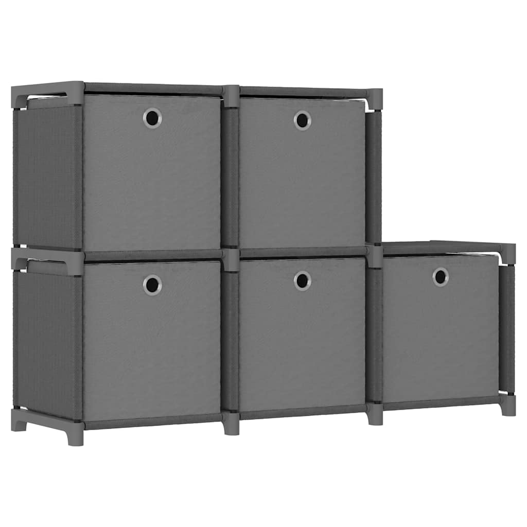 322605 vidaXL 5-Cube Display Shelf with Boxes Grey 103x30x72,5 cm Fabric