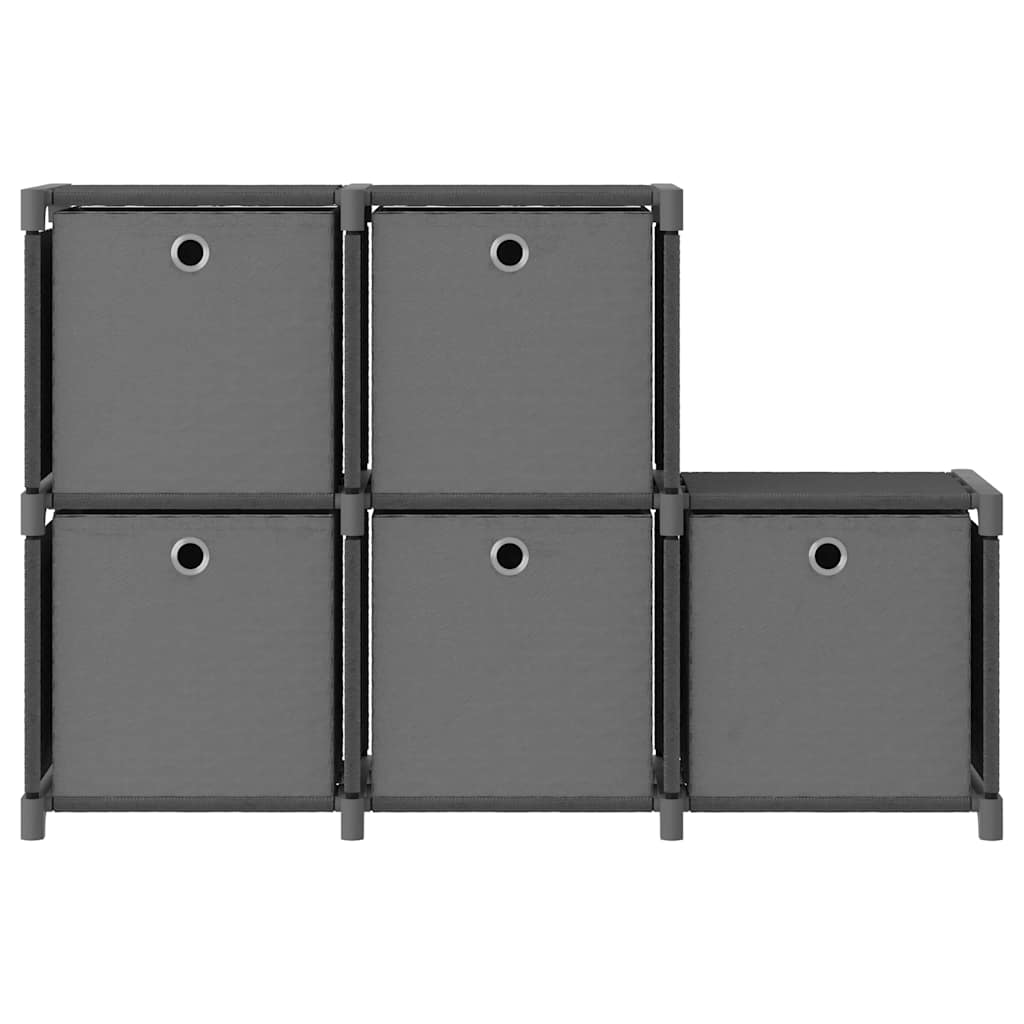322605 vidaXL 5-Cube Display Shelf with Boxes Grey 103x30x72,5 cm Fabric