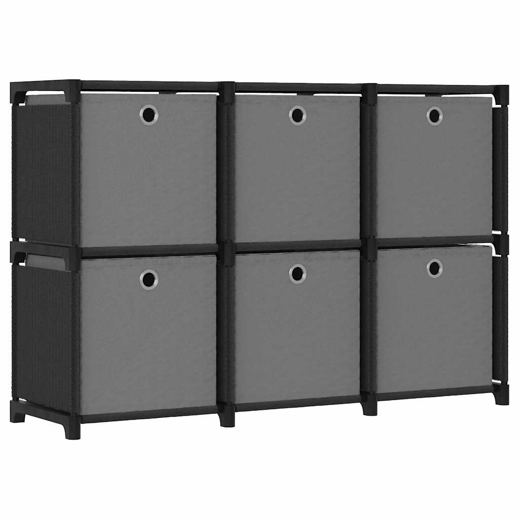 322607 vidaXL 6-Cube Display Shelf with Boxes Black 103x30x72,5 cm Fabric