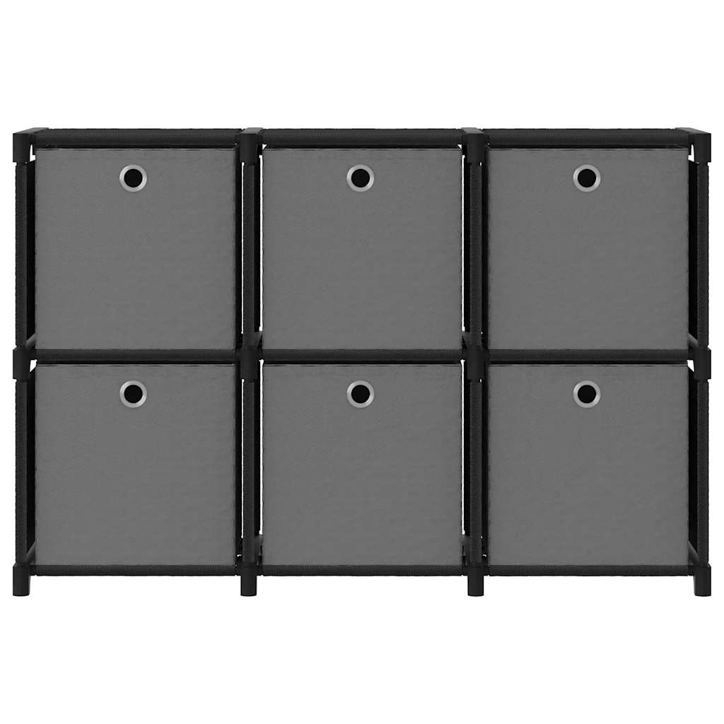 322607 vidaXL 6-Cube Display Shelf with Boxes Black 103x30x72,5 cm Fabric