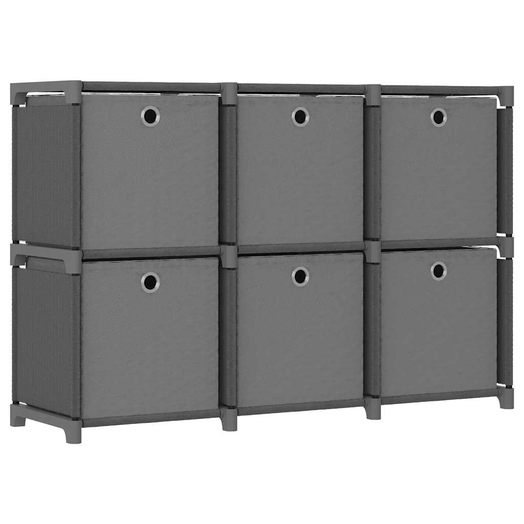 322609 vidaXL 6-Cube Display Shelf with Boxes Grey 103x30x72,5 cm Fabric