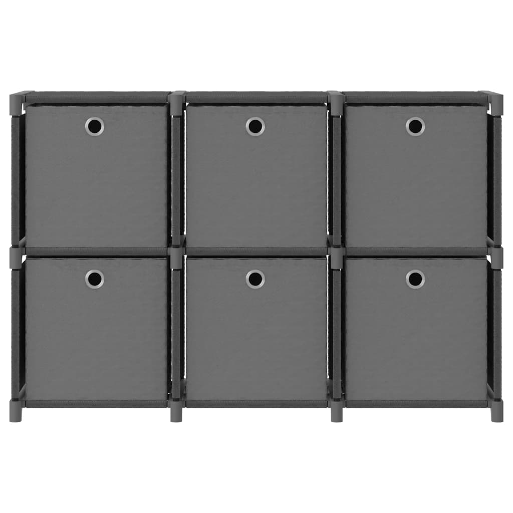 322609 vidaXL 6-Cube Display Shelf with Boxes Grey 103x30x72,5 cm Fabric
