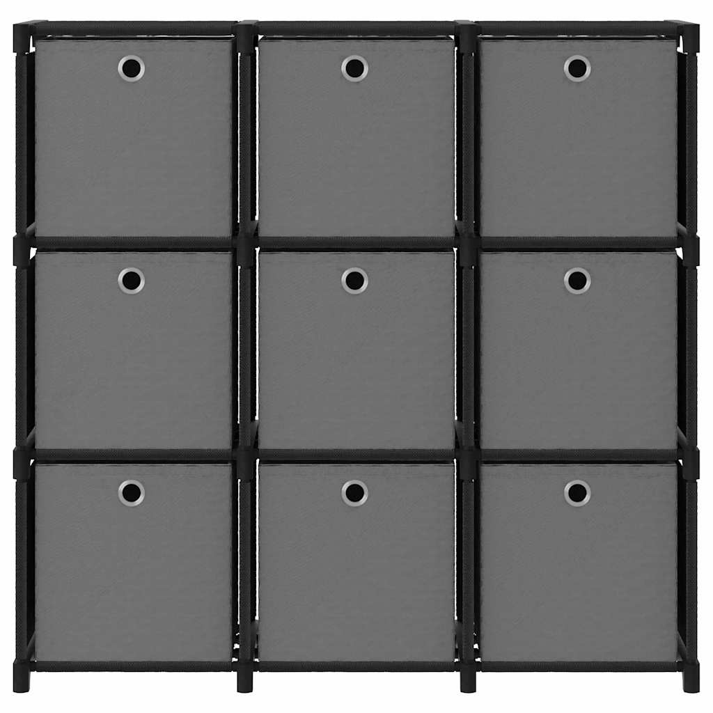 322611 vidaXL 9-Cube Display Shelf with Boxes Black 103x30x107,5 cm Fabric