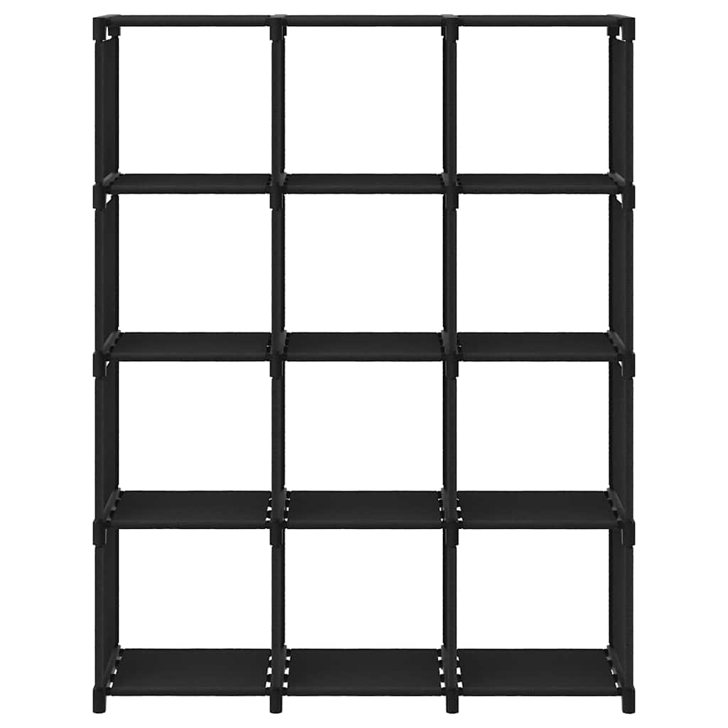 322614 vidaXL 12-Cube Display Shelf Black 103x30x141 cm Fabric