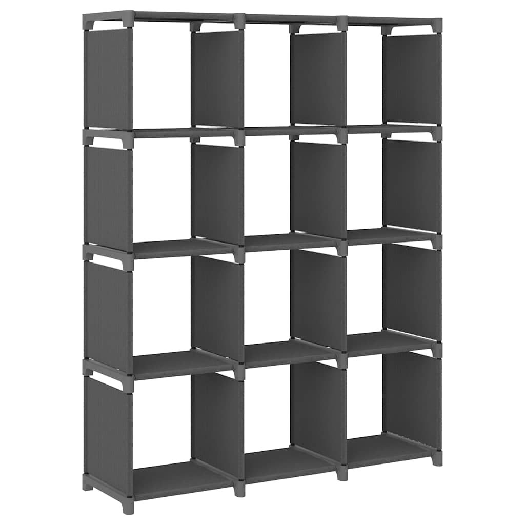 322616 vidaXL 12-Cube Display Shelf Grey 103x30x141 cm Fabric