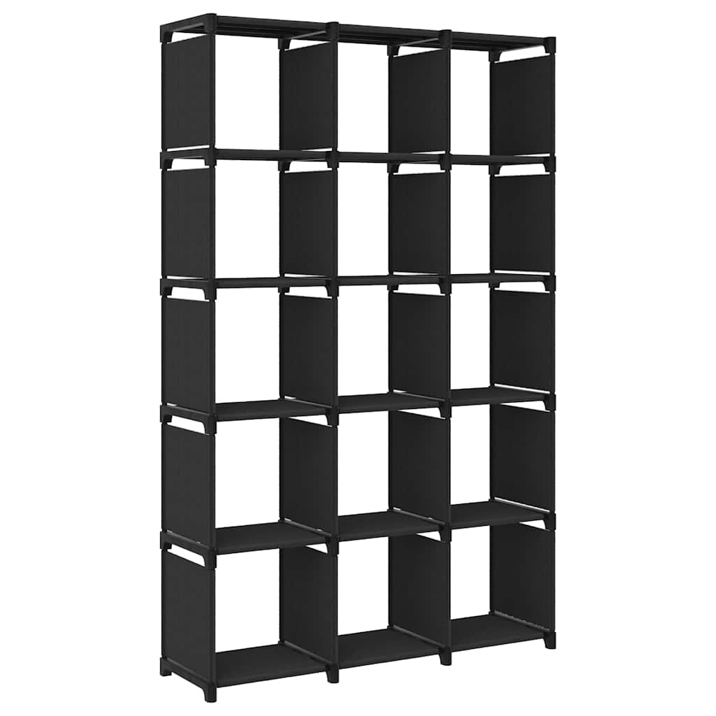 322618 vidaXL 15-Cube Display Shelf Black 103x30x175,5 cm Fabric