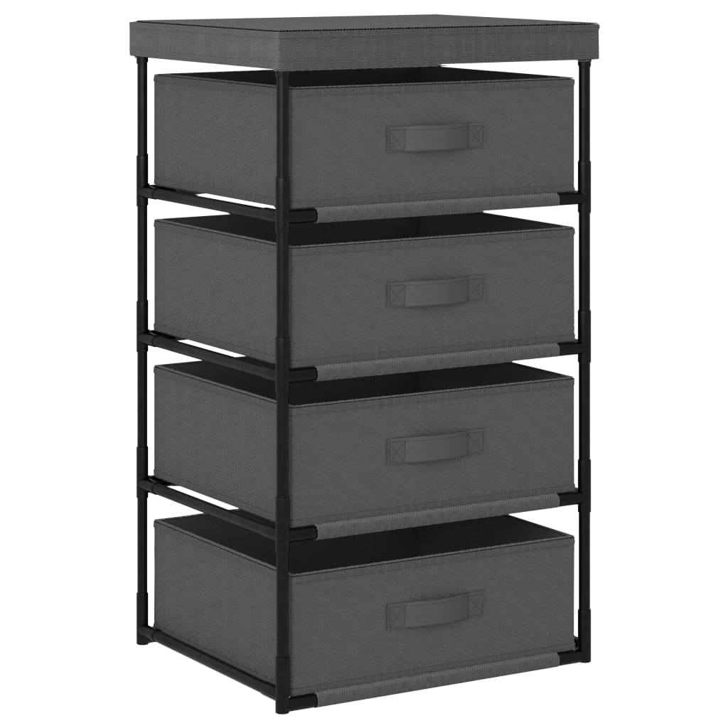 vidaXL Storage Rack with 4 Fabric Baskets Steel Grey