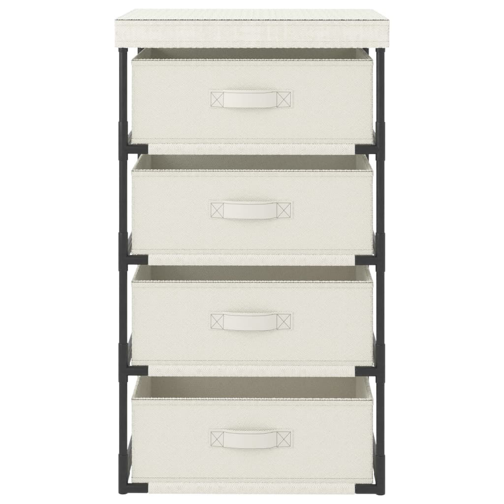Storage Rack with 4 Fabric Baskets Steel Cream