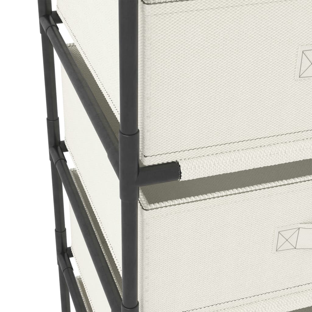 Storage Rack with 4 Fabric Baskets Steel Cream