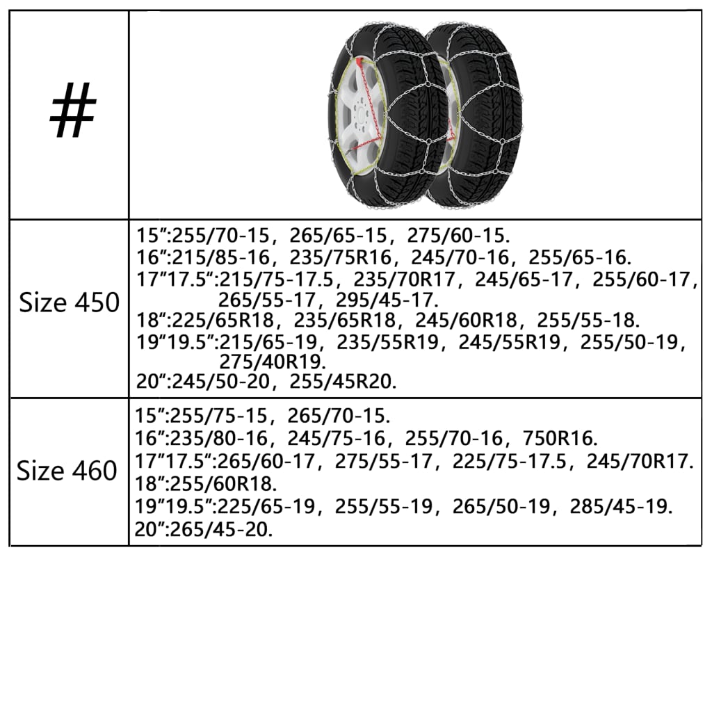 vidaXL Car Tyre Snow Chains 2 pcs 9 mm KN60