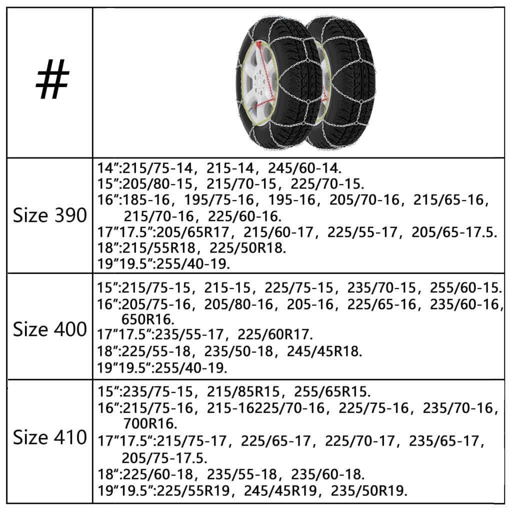 vidaXL Car Tyre Snow Chains 2 pcs 16 mm SUV 4x4 Size 460