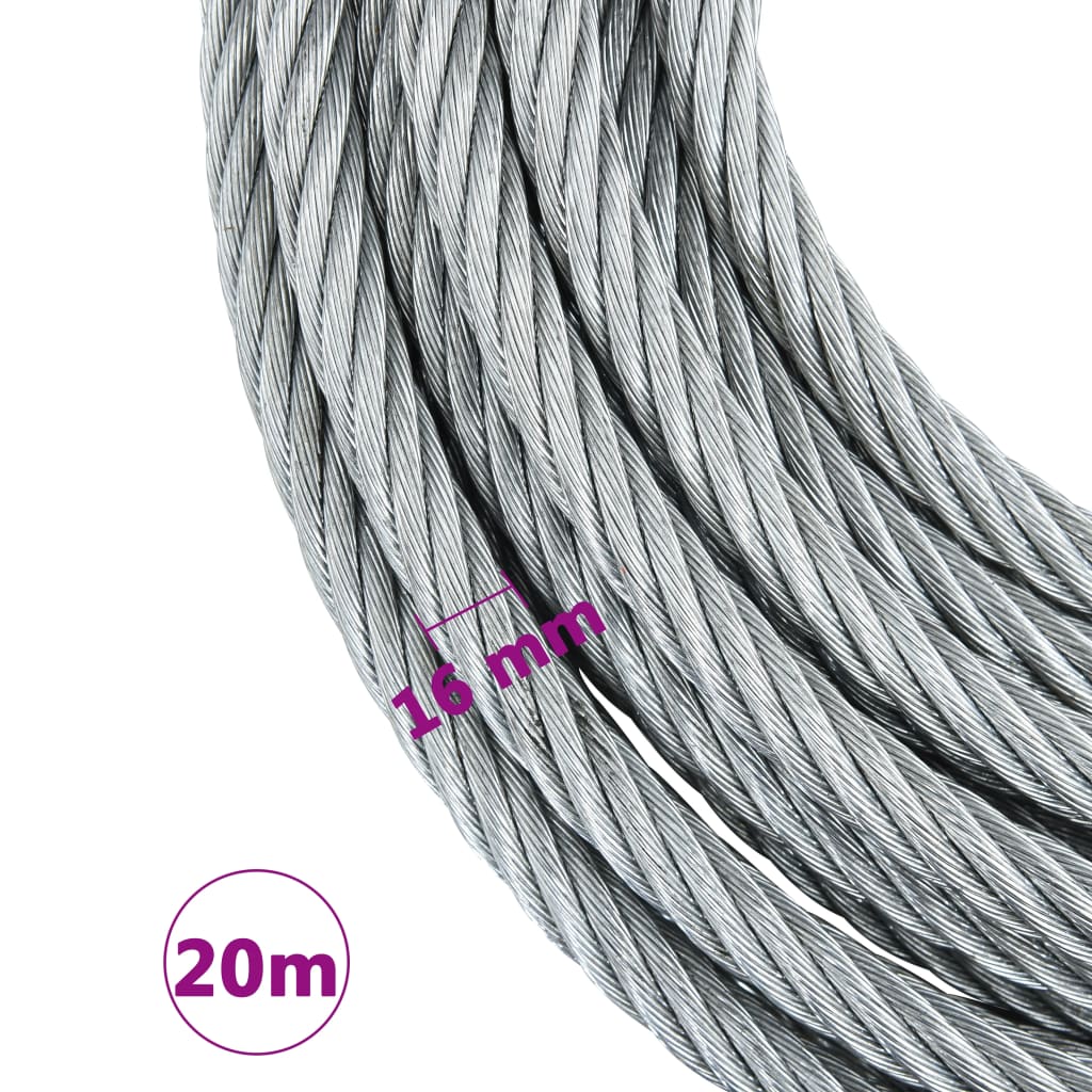 vidaXL Wire Rope Cable 3200 kg 20 m