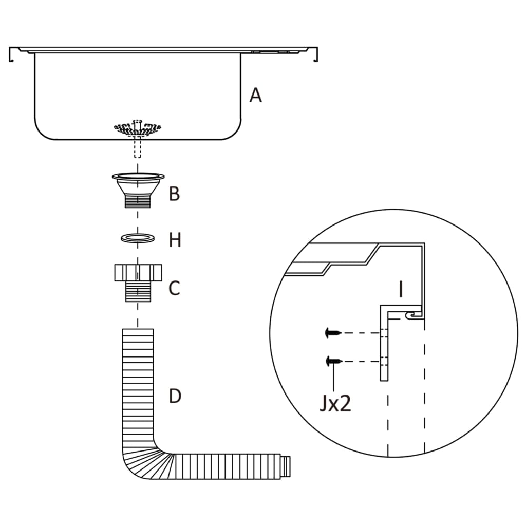 vidaXL Kitchen Sink with Drainer Set Silver 600x500x155 mm Stainless Steel