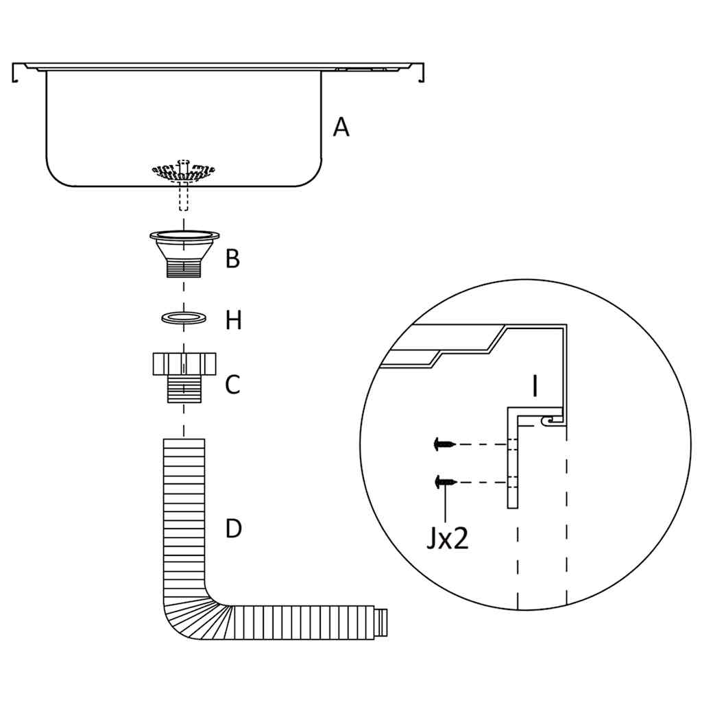 vidaXL Kitchen Sink with Drainer Set Silver 600x600x155 mm Stainless Steel