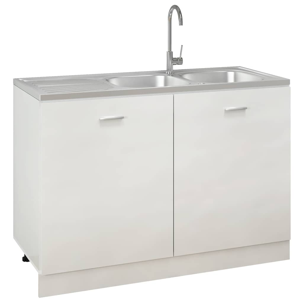 vidaXL Kitchen Sink with Double Sinks Silver 1200x600x155 mm Stainless Steel