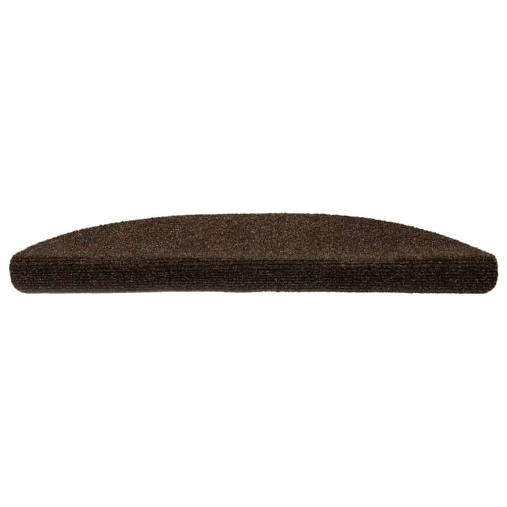 Stair Mats Self-adhesive 15 pcs 56x17x3 cm Brown Half Round