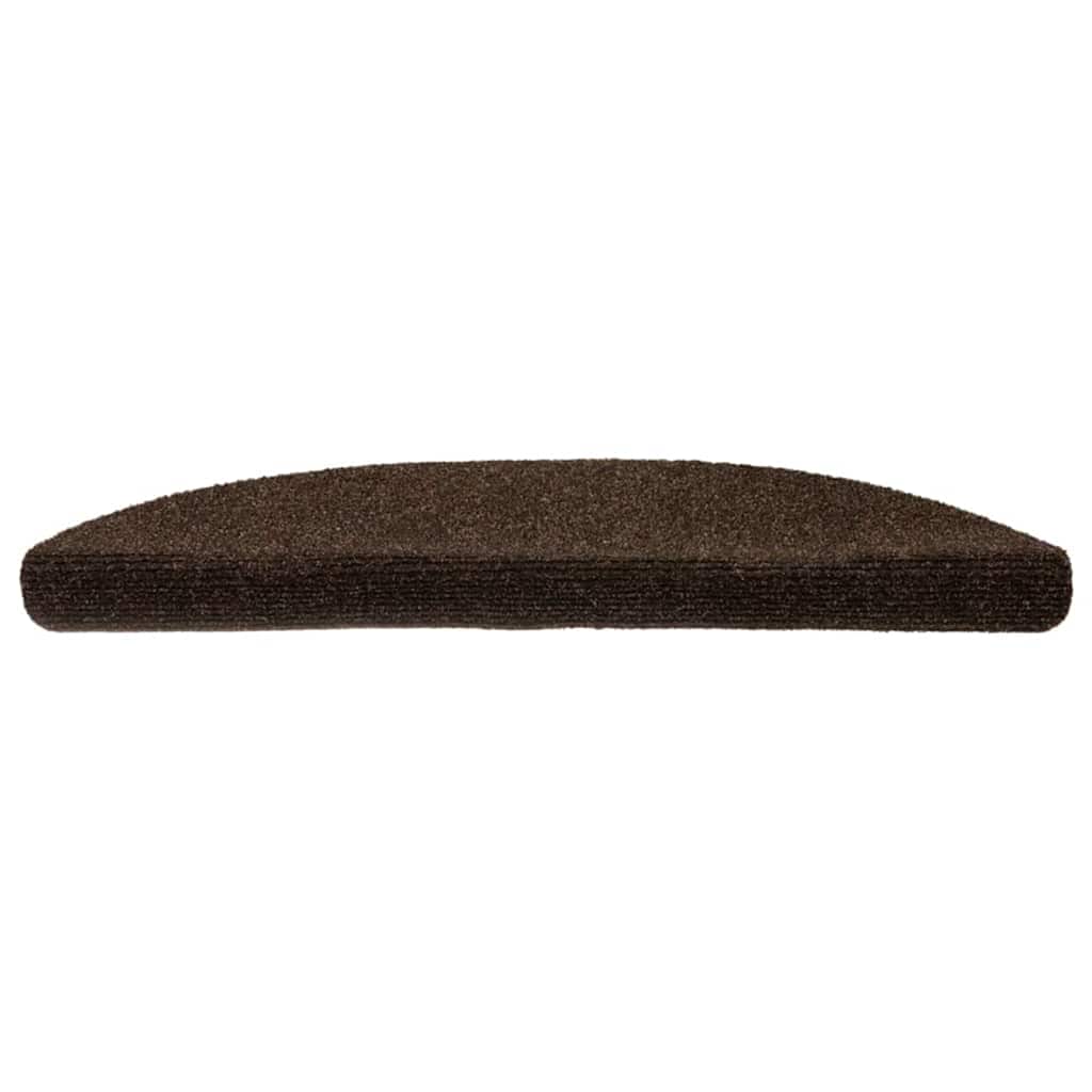 Stair Mats Self-adhesive 15 pcs 56x17x3 cm Brown Half Round