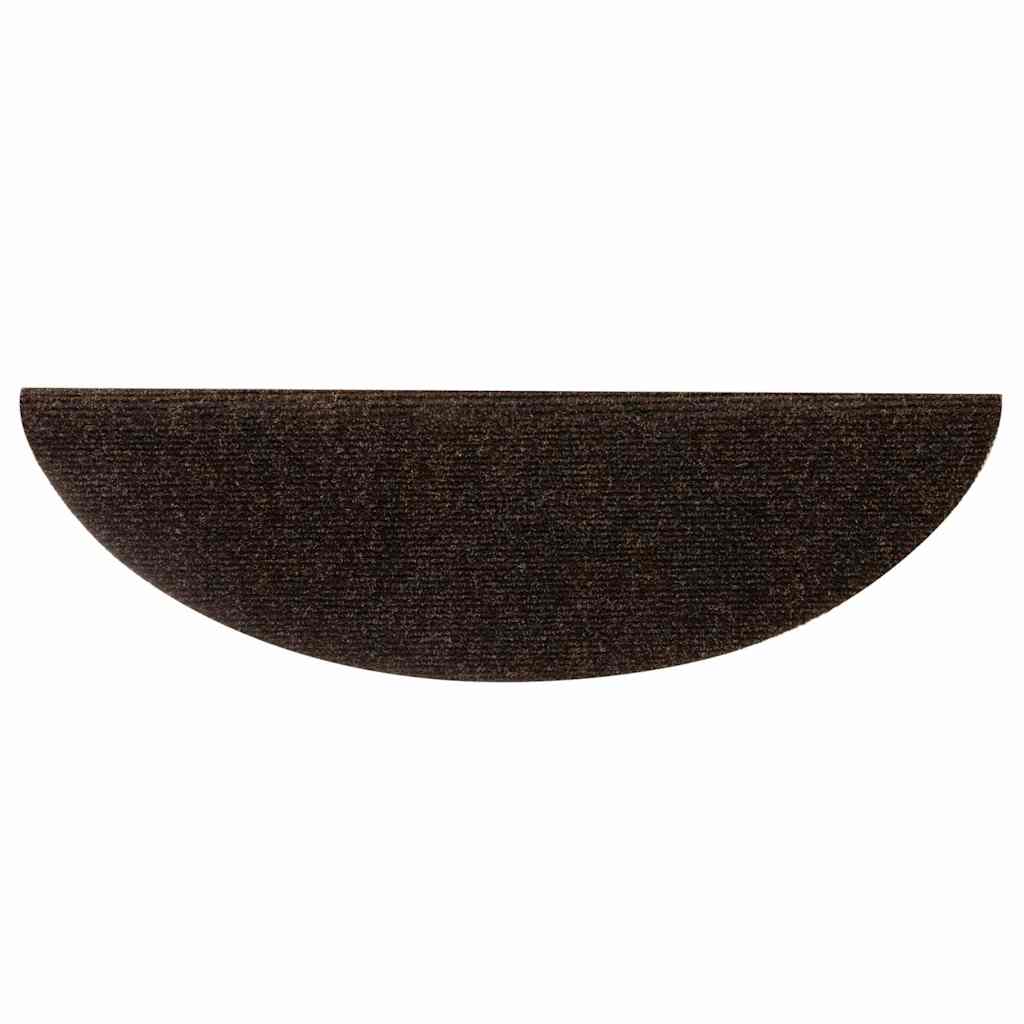 Stair Mats Self-adhesive 15 pcs 56x17x3 cm Brown Half Round