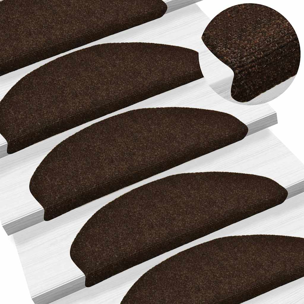 Stair Mats Self-adhesive 15 pcs 65x21x4 cm Brown Half Round