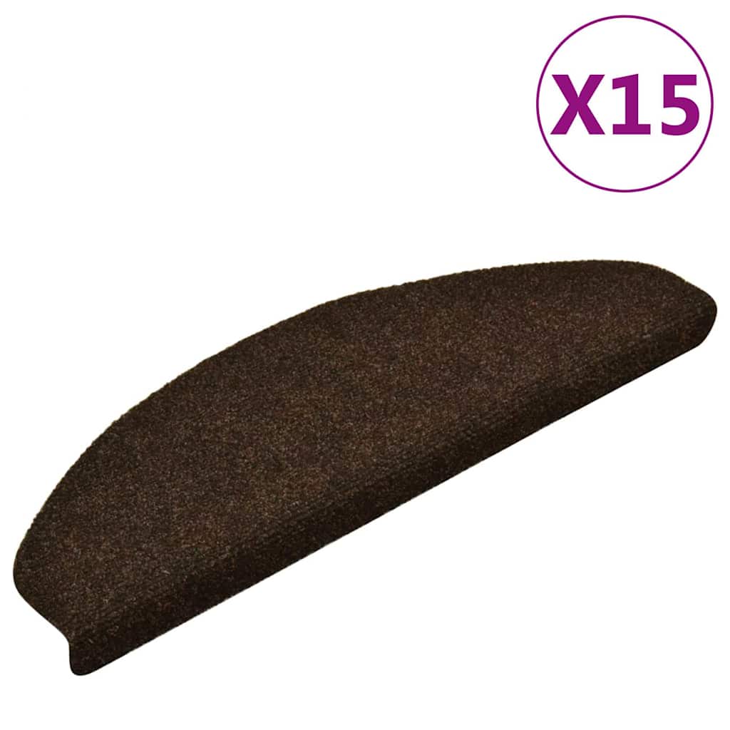 Stair Mats Self-adhesive 15 pcs 65x21x4 cm Brown Half Round