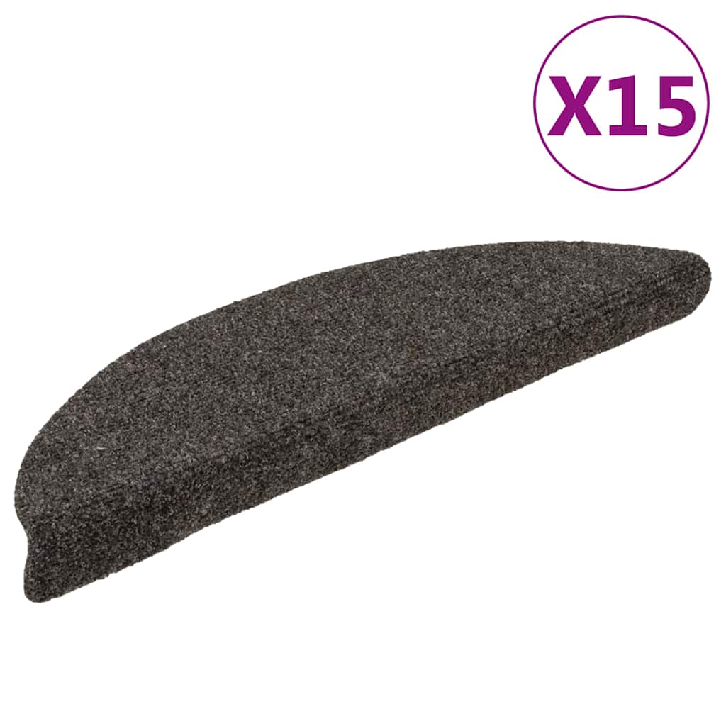 Stair Mats Self-adhesive 15 pcs 56x17x3cm Anthracite Half Round