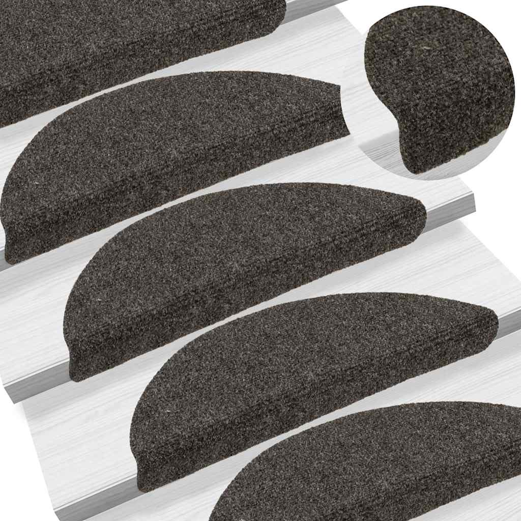 Stair Mats Self-adhesive 15 pcs 56x17x3cm Anthracite Half Round