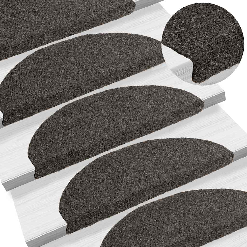 Stair Mats Self-adhesive 15 pcs 65x21x4 cm Anthracite Half Round Large