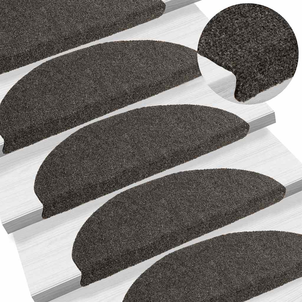 Stair Mats Self-adhesive 15 pcs 65x21x4 cm Anthracite