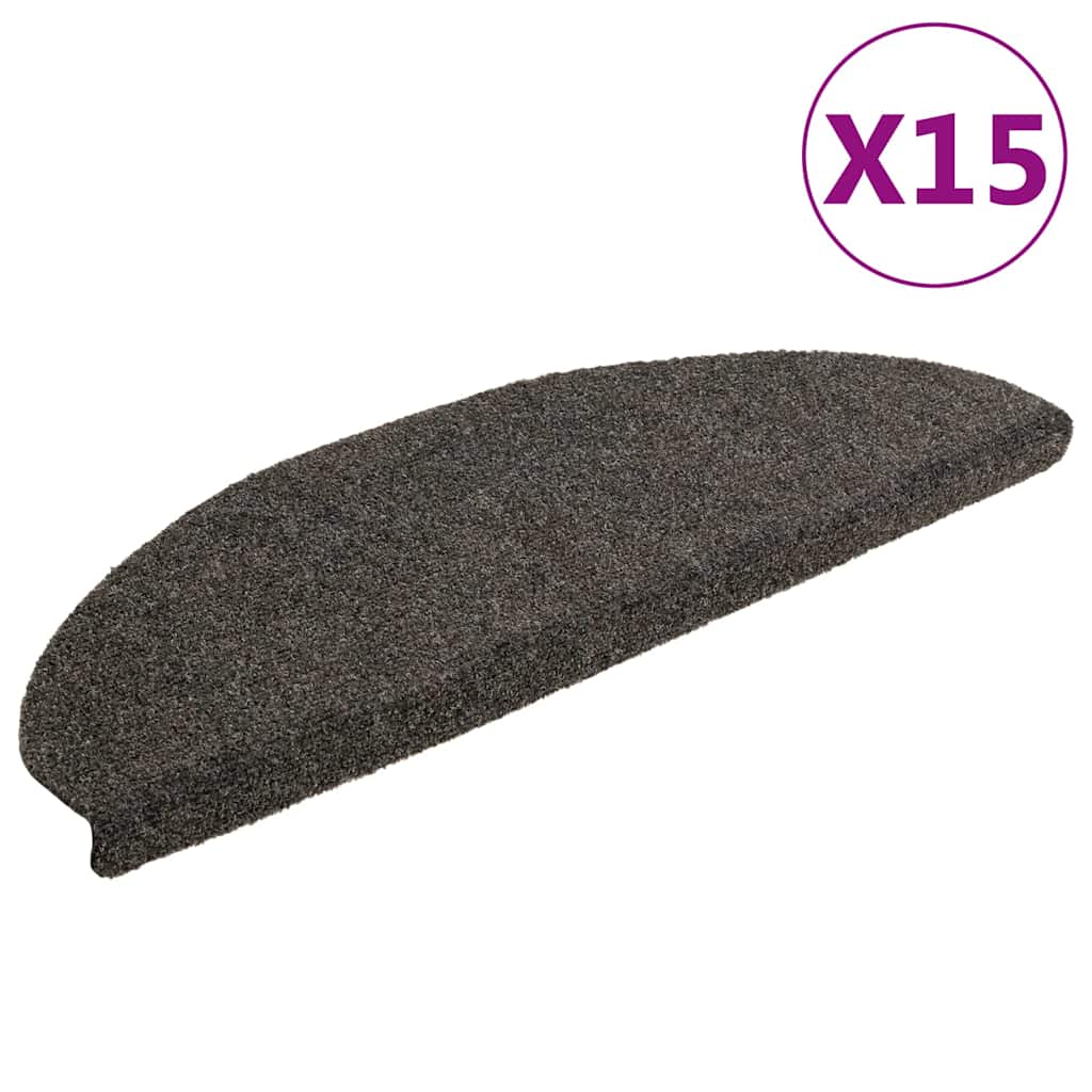 Stair Mats Self-adhesive 15 pcs 65x21x4 cm Anthracite
