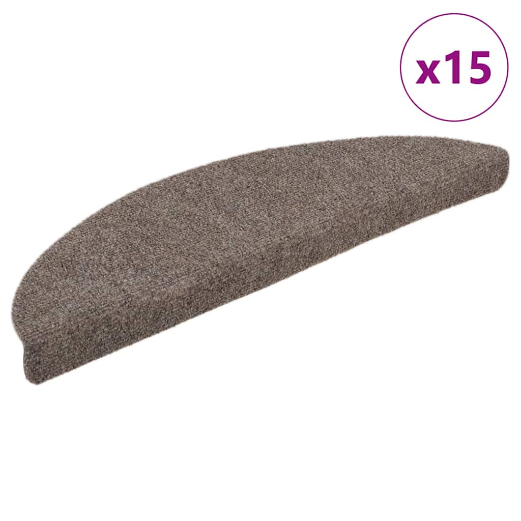 Stair Mats Self-adhesive 15 pcs 56x17x3 cm Beige Half Round