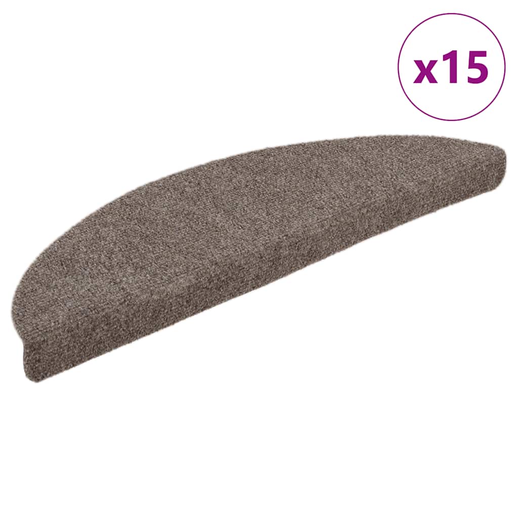 Stair Mats Self-adhesive 15 pcs 65x21x4 cm Beige Half Round Large