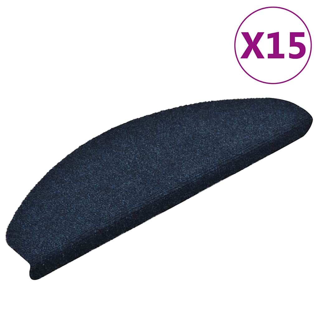 Stair Mats Self-adhesive 15 pcs 65x21x4cm Navy Half Round Large