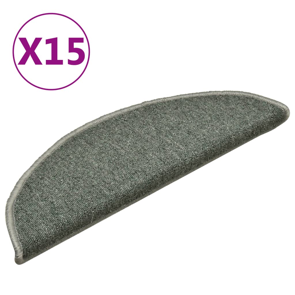 Stair Mats 15 pcs 56x17x3 cm Dark Green Half Round