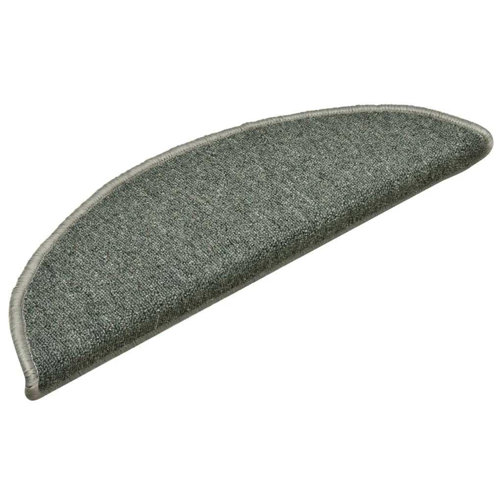 Stair Mats 15 pcs 56x17x3 cm Dark Green Half Round