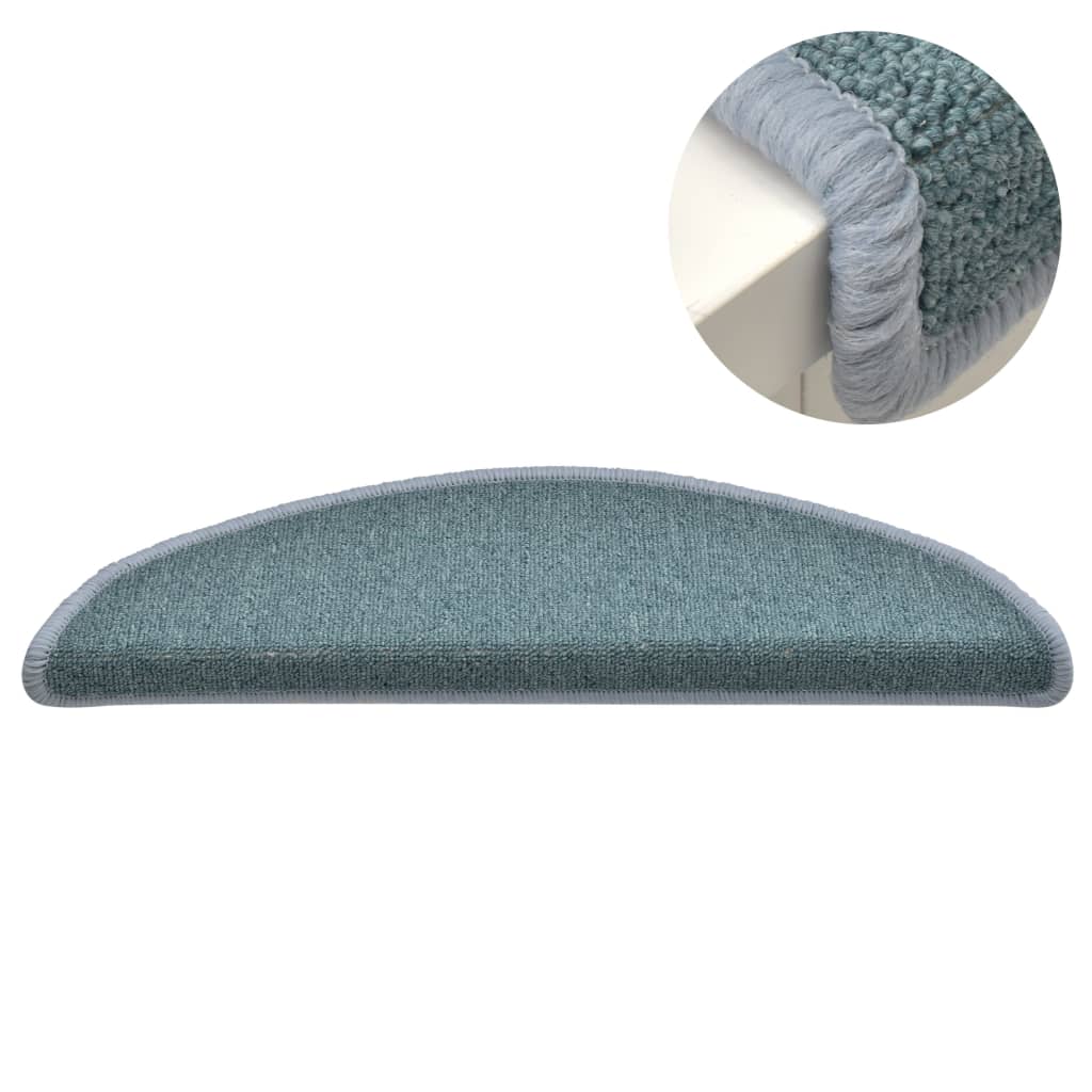 Stair Mats 15 pcs 56x17x3 cm Sea Blue Half Round
