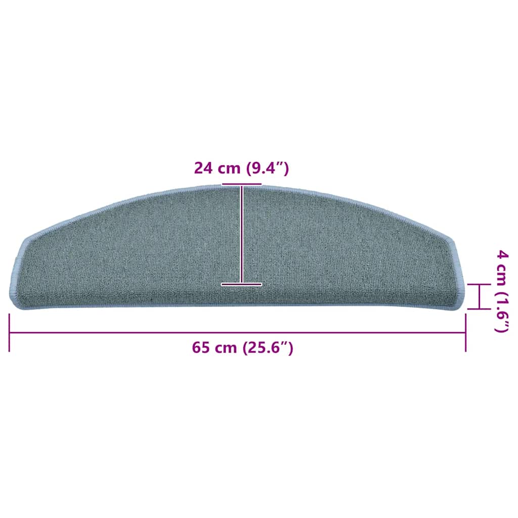 Stair Mats 15 pcs 65x24x4 cm Sea Blue Half Round Large